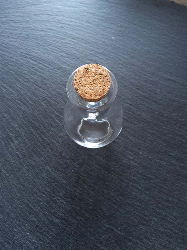 1 or 5 Large Clear Glass Bottles with Cork Stopper 55ml Size 88x49mm - ContentedCatz