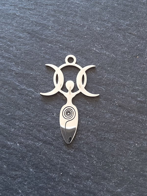 1 or 5 Stainless Steel Triple Moon Goddess Charms 30x20x1mm