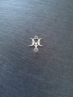 1 or 5 Stainless Steel Triple Moon Goddess Charms 30x20x1mm