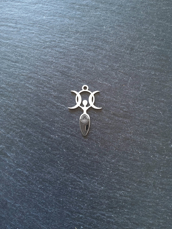 1 or 5 Stainless Steel Triple Moon Goddess Charms 30x20x1mm