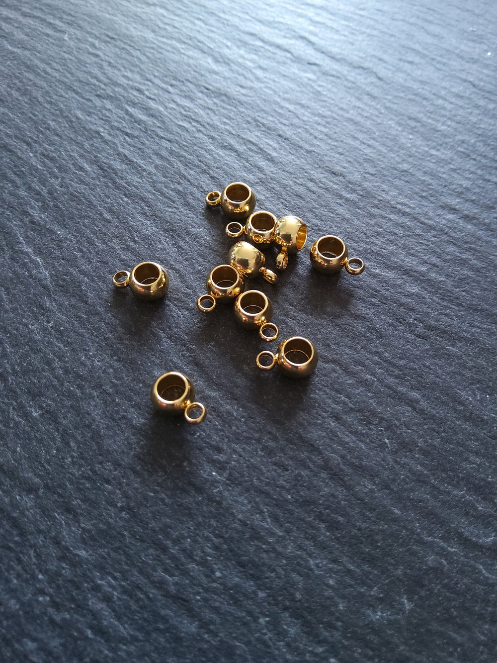 4 or 20 Bright Gold Stainless Steel Bail Beads Smooth Plain Metal 9x6mm with 3.5mm Hole 1