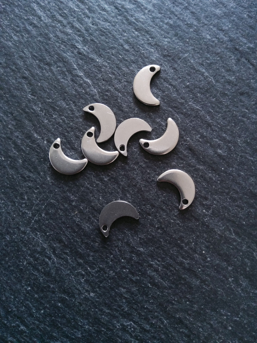 10 or 50 Stainless Steel Crescent Moon Charms 10x7x1mm