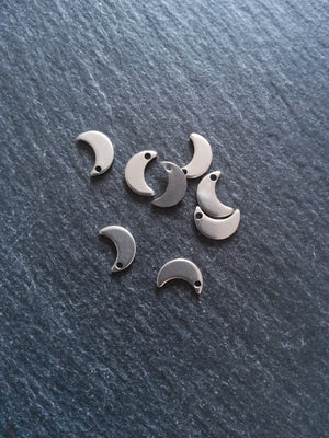 10 or 50 Stainless Steel Crescent Moon Charms 10x7mm