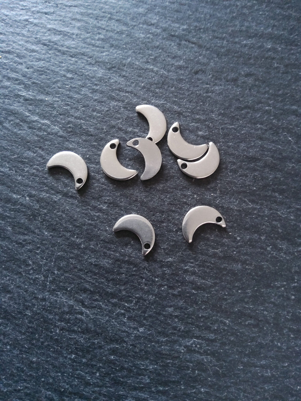 10 or 50 Stainless Steel Crescent Moon Charms 10x7mm