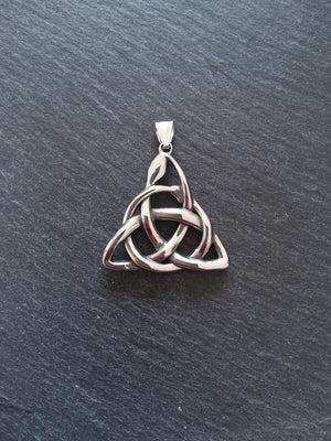 Large Triquetra Infinity Snake Pendant Stainless Steel 43x43mm