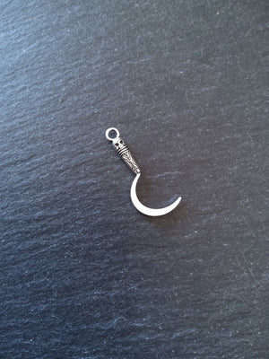 10 or 50 Sickle Charms Antique Silver Tone Metal Alloy 30x13mm