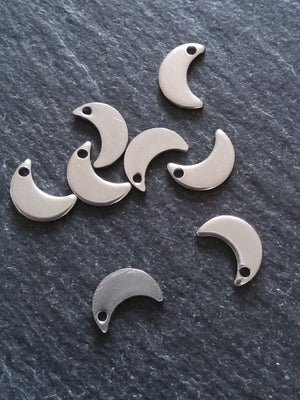 10 or 50 Stainless Steel Crescent Moon Charms 10x7mm