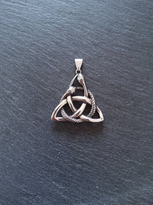Large Triquetra Infinity Snake Pendant Stainless Steel 43x43mm