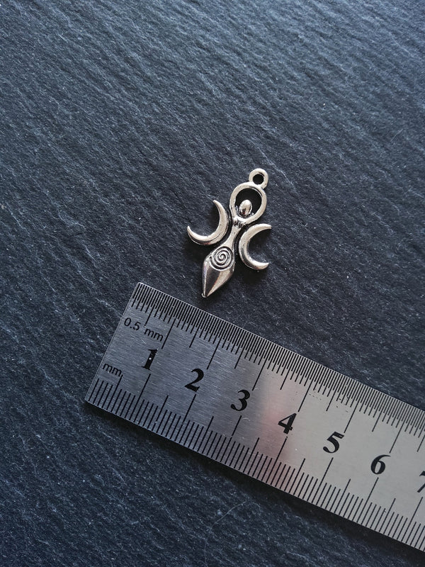 6 or 30 Triple Moon Spiral Goddess Charms Silver Tone Alloy 27x17mm - ContentedCatz