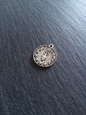 4 or 20 Phases of the Moon Goddess Charms Silver Tone Alloy 24x20mm