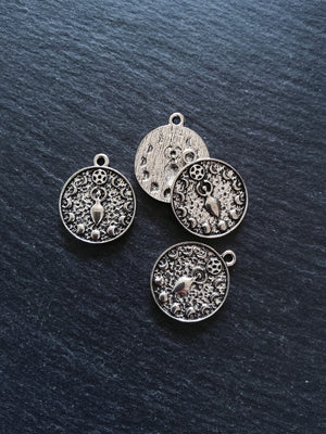 4 or 20 Phases of the Moon Goddess Charms Silver Tone Alloy 24x20mm