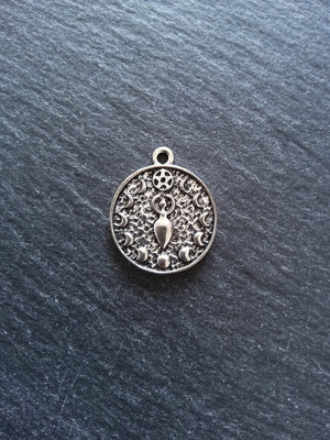 4 or 20 Phases of the Moon Goddess Charms Silver Tone Alloy 24x20mm