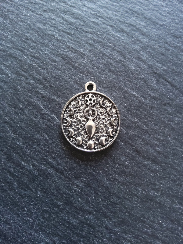 4 or 20 Phases of the Moon Goddess Charms Silver Tone Alloy 24x20mm