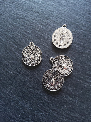 4 or 20 Phases of the Moon Goddess Charms Silver Tone Alloy 24x20mm