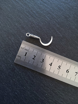 10 or 50 Sickle Charms Antique Silver Tone Metal Alloy 30x13mm