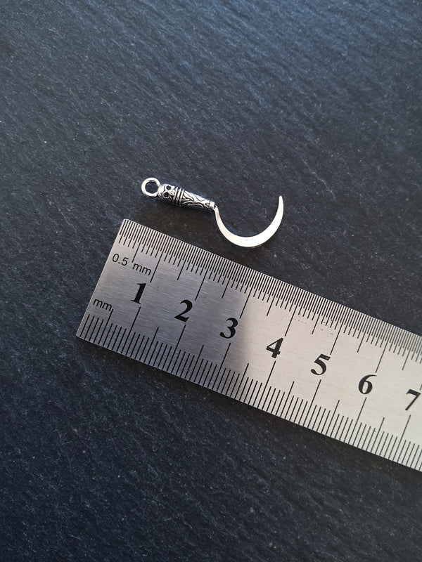 10 or 50 Sickle Charms Antique Silver Tone Metal Alloy 30x13mm