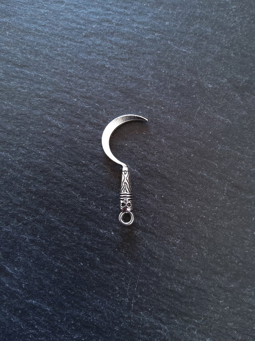 10 or 50 Boline Sickle Charms Antique Silver Tone Metal Alloy 30x13mm