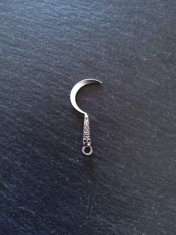 10 or 50 Sickle Charms Antique Silver Tone Metal Alloy 30x13mm