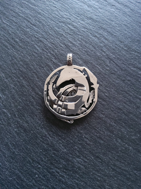 Large Norse Raven Pendant Pendant Stainless Steel 48x38mm - ContentedCatz