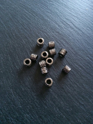 10 or 50 Gunmetal Tone 9mm Column Spacer Beads Scroll Design 9x7mm Large Hole: 5mm