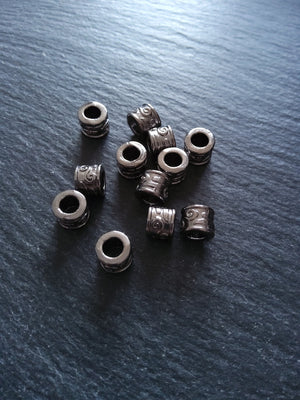 10 or 50 Gunmetal Tone 9mm Column Spacer Beads Scroll Design 9x7mm Large Hole: 5mm