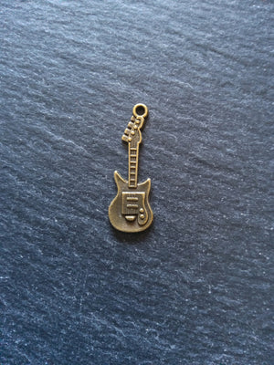10 or 50 Guitar Charms Antique Bronze Tone 31x11x2mm