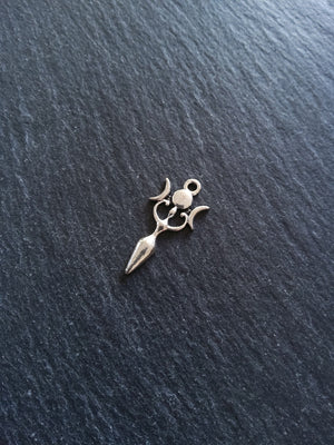 6 or 30 Triple Moon Goddess Charms Silver Tone Alloy 27x13mm