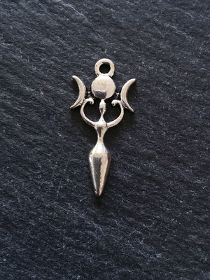 6 or 30 Triple Moon Goddess Charms Silver Tone Alloy 27x13mm