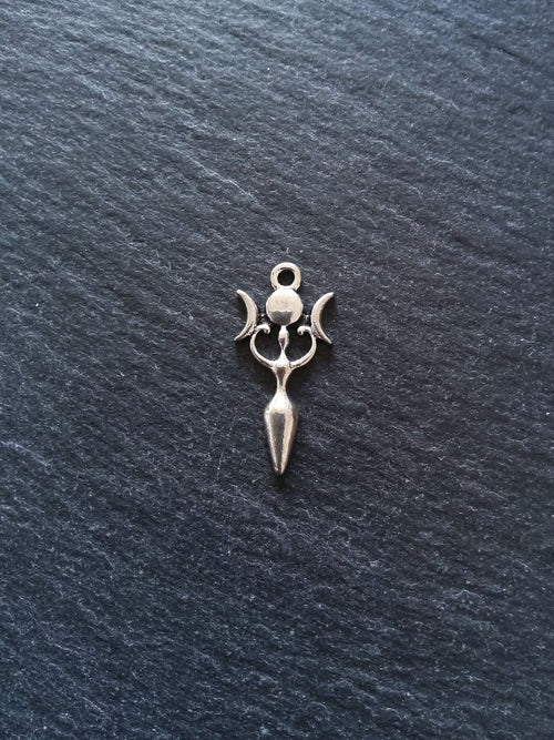 6 or 30 Triple Moon Goddess Charms Silver Tone Alloy 27x13mm