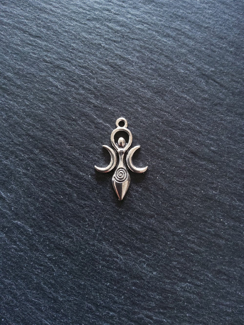 6 or 30 Triple Moon Spiral Goddess Charms Silver Tone Alloy 27x17mm - ContentedCatz