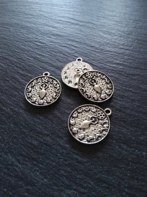 4 or 20 Phases of the Moon Goddess Charms Silver Tone Alloy 24x20mm