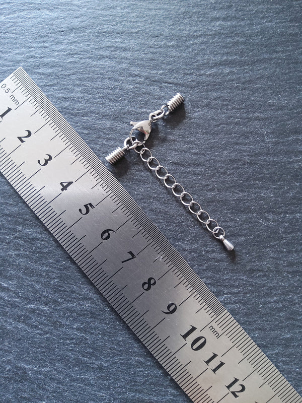 Stainless Steel COIL Crimp End Sets for 2mm Cord Necklaces