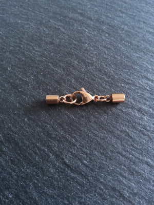 3 or 15 Rose Gold Stainless Steel End Cap Sets for 2.5mm Cord with or without Extender Chain (3mm end caps)