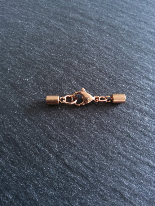 3 or 15 Rose Gold Stainless Steel End Cap Sets for 2.5mm Cord with or without Extender Chain (3mm end caps)