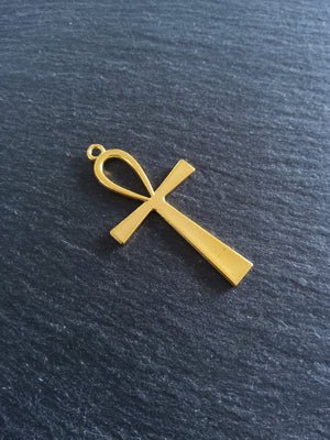 4 or 20 Ankh Pendants Large Golden Egyptian 54x28mm