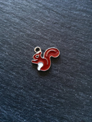 4 or 20 Squirrel Charms Antique Silver Tone Brown Enamel 16x18x1.5mm