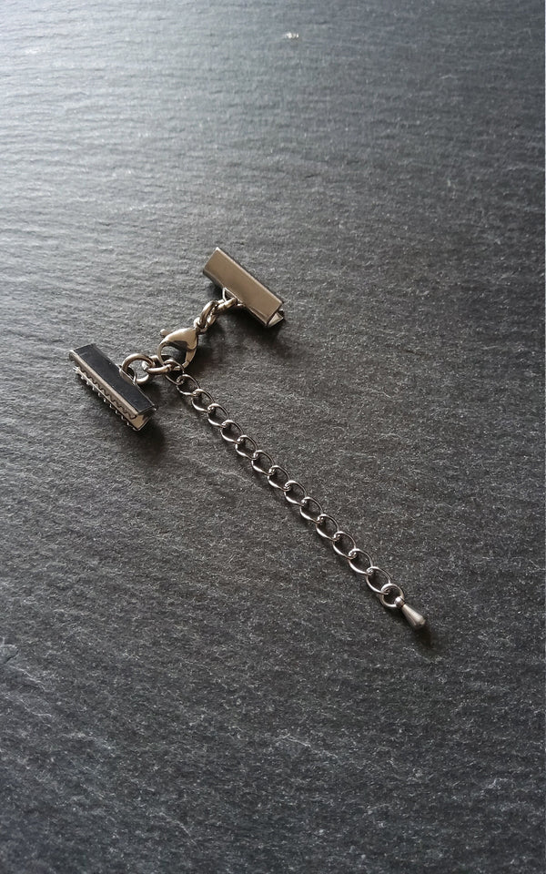 4 or 20 Stainless Steel Crimp End Sets for 16mm (5/8 inch) Wide Chokers With Extender Chain