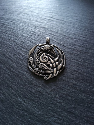 Large Norse Raven Pendant Pendant Stainless Steel 48x38mm - ContentedCatz