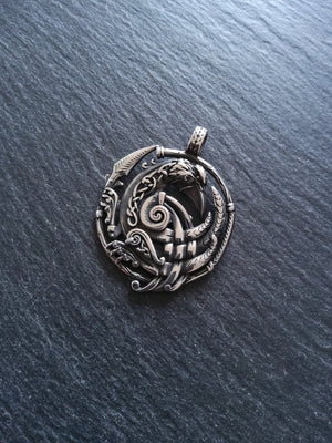 Large Norse Raven Pendant Pendant Stainless Steel 48x38mm - ContentedCatz