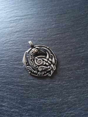 Large Norse Raven Pendant Pendant Stainless Steel 48x38mm - ContentedCatz