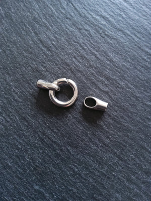 1 or 5 Stainless Steel End Cap & Spring Gate Clasp Connector Set for 3mm Cord (3.5mm end caps)