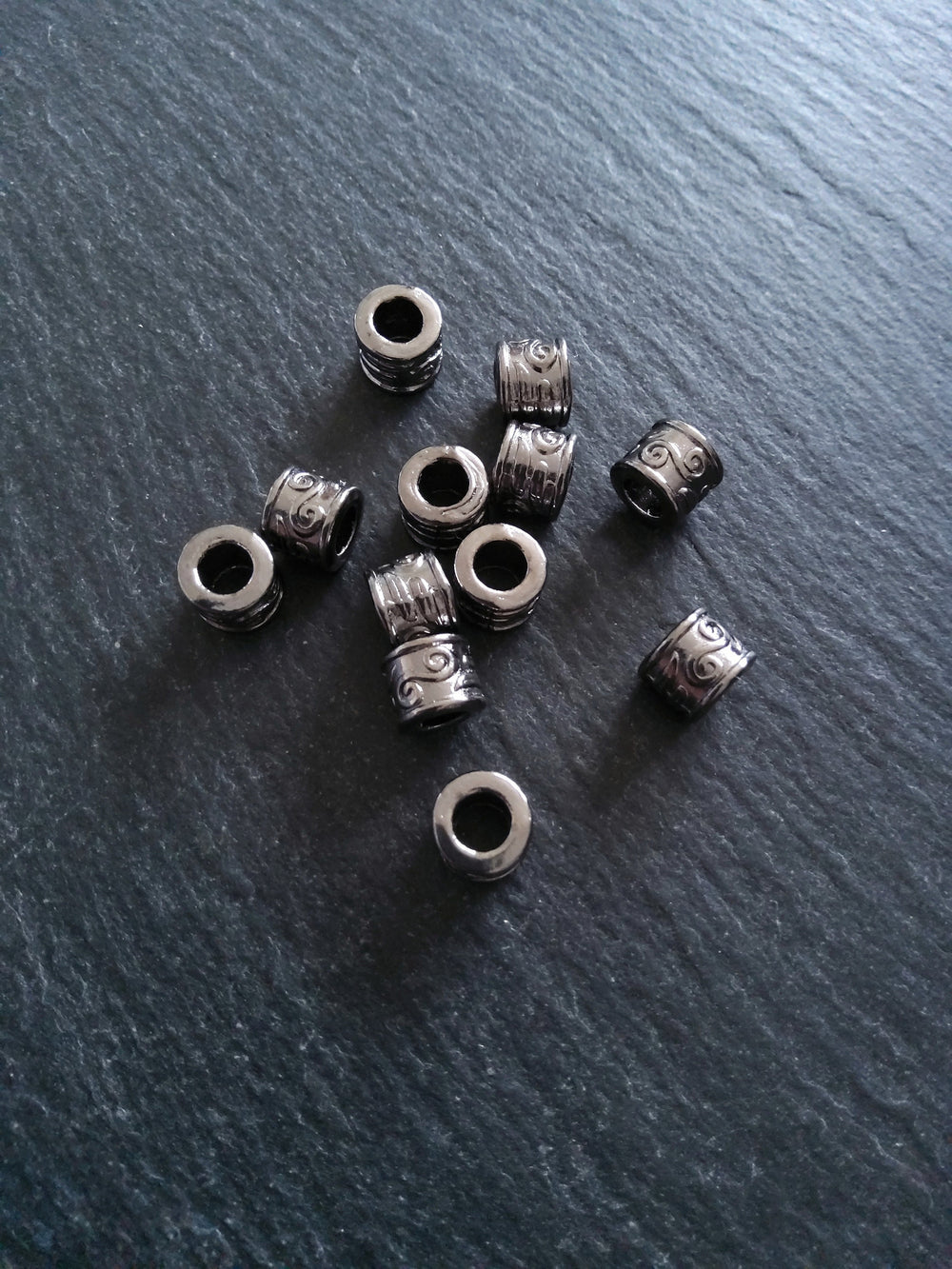 10 or 50 Scroll Design 9mm Gunmetal Tone Column Spacer Beads 9x7mm Large Hole: 5mm