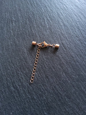 Rose Gold Stainless Steel End Cap Sets for 3mm Cord with Extender Chain (3.5mm caps)