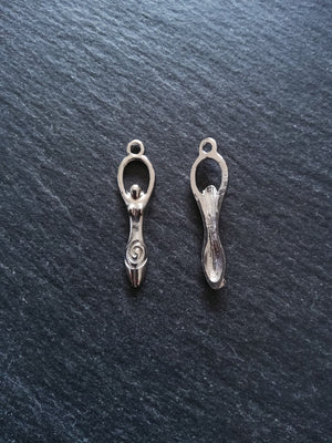 10 or 50 Silver Tone Spiral Goddess Long Pendants Charms 33x9mm