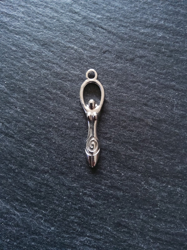 10 or 50 Silver Tone Spiral Goddess Long Pendants Charms 33x9mm