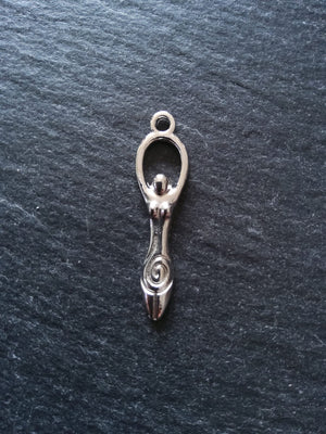 10 or 50 Silver Tone Spiral Goddess Long Pendants Charms 33x9mm