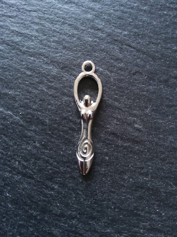 10 or 50 Silver Tone Spiral Goddess Long Pendants Charms 33x9mm