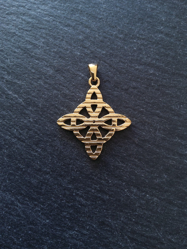 1 or 5 Gold Stainless Steel Witches Knot Pendant 34x30x2mm