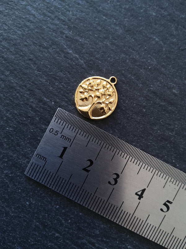 1 or 5 Genuine Gold Plated Stainless Steel Tree of Life Charms 18x15x2mm