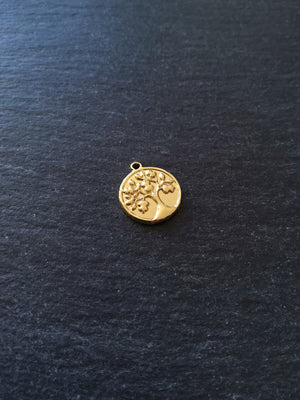 1 or 5 Genuine Gold Plated Stainless Steel Tree of Life Charms 18x15x2mm